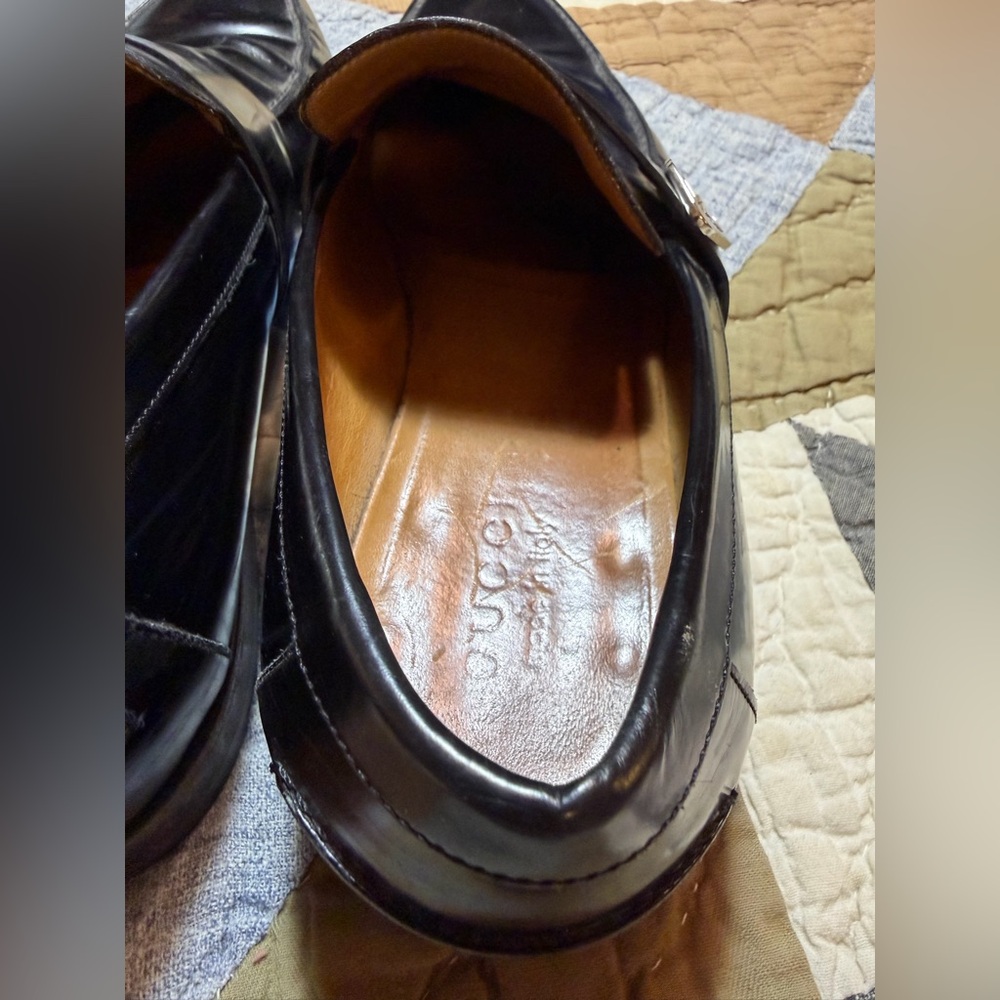Gucci Interlocking G Black Leather Slip On Loafers:Size 10 - Picture 12 of 14